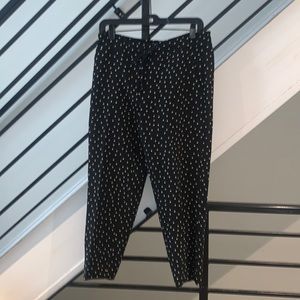 Ann Taylor black and cream polka dot ankle pants with tie waist accent size 4